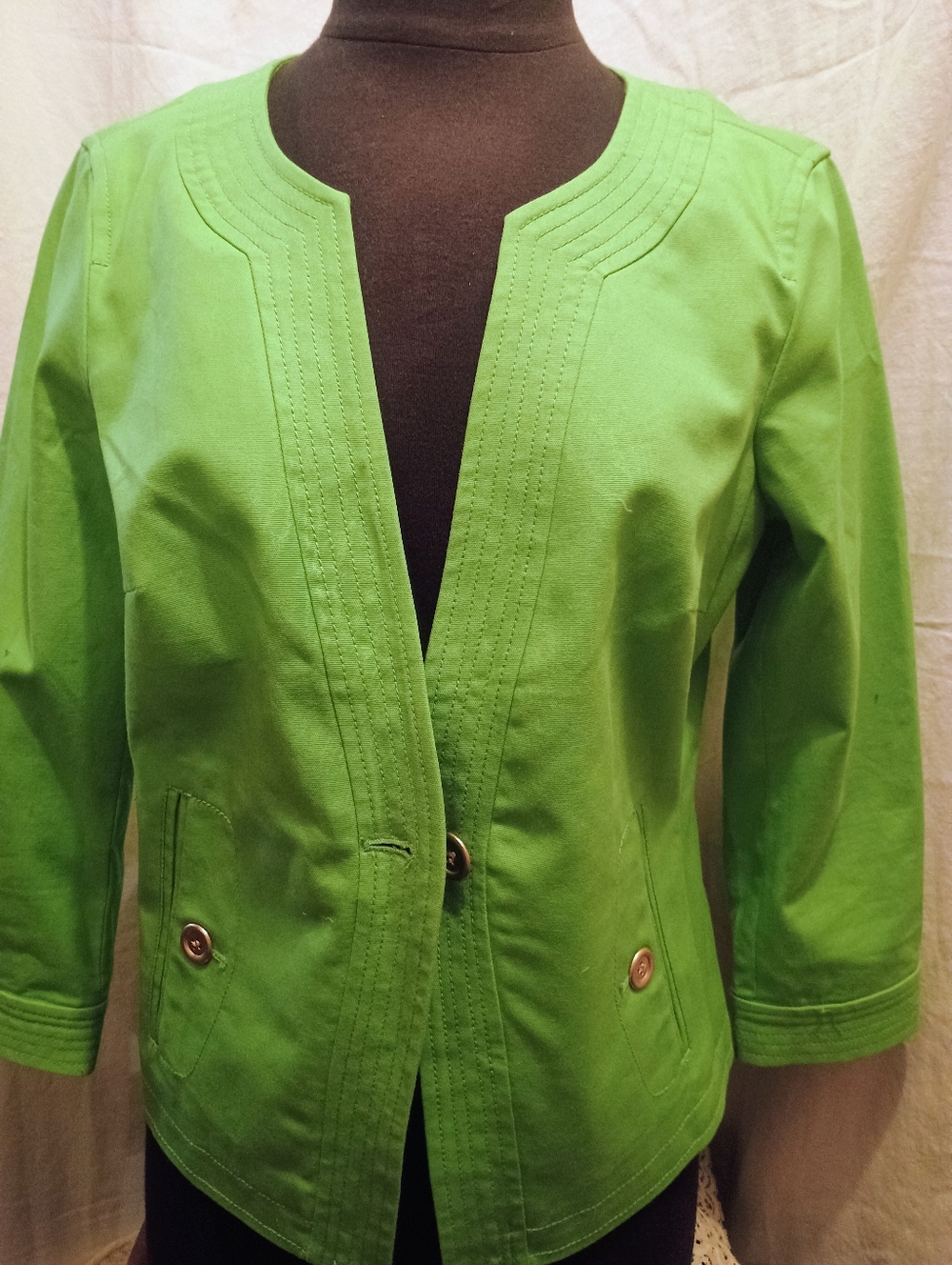 Talbots Lime Green Open Blazer Jacket